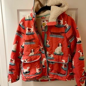 Boden Sherpa jacket pink with dogs 9-10